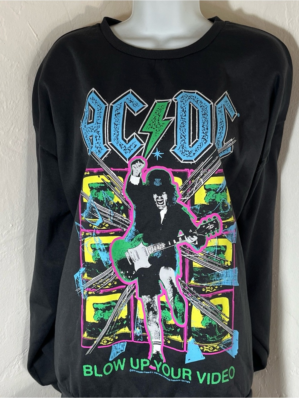 AC/DC Graphic Band Tee - Black with Neon Print size large/XL